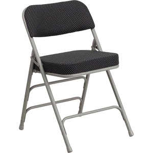 image:imageFlash Furniture Pack of 4 HERCULES Series Premium Curved Triple Braced amp Double Hinged Black PinDot Fabric Metal Folding ChairBlack