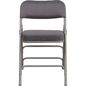 image:imageFlash Furniture Pack of 4 HERCULES Series Premium Curved Triple Braced amp Double Hinged Black PinDot Fabric Metal Folding ChairGrey