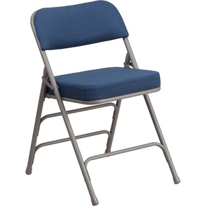 image:imageFlash Furniture Pack of 4 HERCULES Series Premium Curved Triple Braced amp Double Hinged Black PinDot Fabric Metal Folding ChairNavy