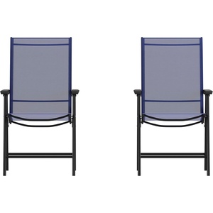 image:imageFlash Furniture Paladin Black Outdoor Folding Patio Sling Chair with Black Frame 2 PackNavy