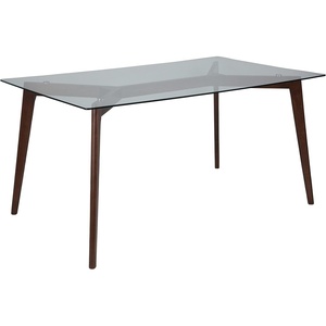 image:imageFlash Furniture Parkside 3525 x 59 Rectangular Solid Walnut Wood Table with Clear Glass Top