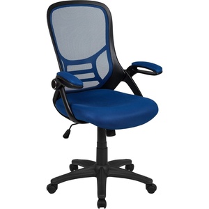 image:imageFlash Furniture Porter HighBack Swivel Office Chair with Adjustable Lumbar Support and Seat Height Ergonomic Mesh Desk Chair with FlipUp Armrests GrayBlackBlue