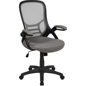 image:imageFlash Furniture Porter HighBack Swivel Office Chair with Adjustable Lumbar Support and Seat Height Ergonomic Mesh Desk Chair with FlipUp Armrests GrayBlackLight Gray