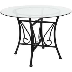 image:imageFlash Furniture Princeton 42 Round Glass Dining Table with Black Metal FrameClear TopBlack Frame