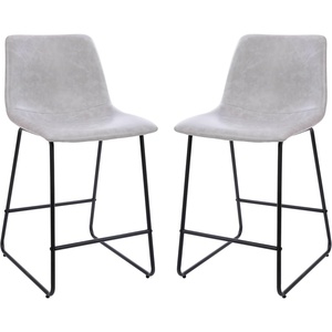 image:imageFlash Furniture Reagan 24 LeatherSoft Counter Height Stools with Footrest MidCentury Modern Bucket Style Dining Chairs Set of 2 Light GrayLight Gray