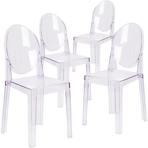 image:imageFlash Furniture Revna 4 Pack Revna Ghost Chair with Oval Back in Revna Transparent CrystalSet of 4