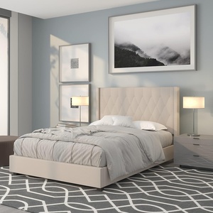 image:imageFlash Furniture Riverdale Full Size Tufted Upholstered Platform Bed in Light Gray FabricBeige
