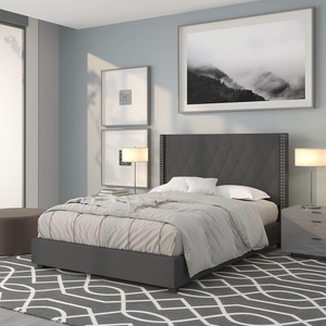 image:imageFlash Furniture Riverdale Full Size Tufted Upholstered Platform Bed in Light Gray FabricDark Gray