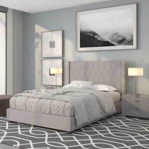 image:imageFlash Furniture Riverdale Full Size Tufted Upholstered Platform Bed in Light Gray FabricLight Gray