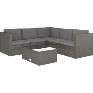 image:imageFlash Furniture Roan Patio Seating Set Wicker PE Rattan Frame LShaped Sectional with Side Lift Coffee Table Storage Back and Seat Cushions BrownNavyGray CushionsGray Frame