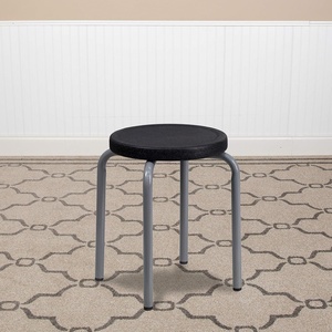 image:imageFlash Furniture Stackable Stool with Black Seat and Silver Powder Coated Frame Pack of 1Black