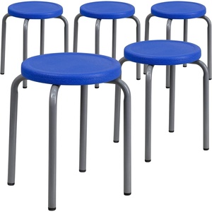 image:imageFlash Furniture Stackable Stool with Black Seat and Silver Powder Coated Frame Pack of 1Blue
