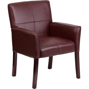 image:imageFlash Furniture Taylor LeatherSoft Upholstered Executive Side Reception Chair Lobby Chair with Cushions and Padded Arms BlackBurgundy