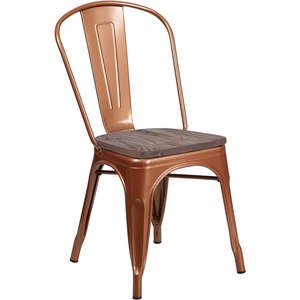 image:imageFlash Furniture Tenley Copper Metal Stackable Chair with Wood SeatCopper