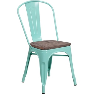 image:imageFlash Furniture Tenley Copper Metal Stackable Chair with Wood SeatMint Green