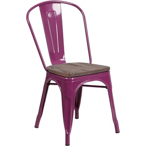 image:imageFlash Furniture Tenley Copper Metal Stackable Chair with Wood SeatPurple