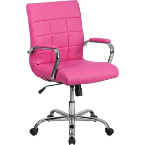 image:imageFlash Furniture Vivian MidBack Pink Vinyl Executive Swivel Office Chair with Chrome Base and ArmsPink