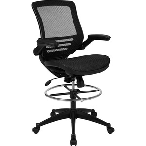 image:imageFlash Furniture Waylon MidBack Swivel Office Chair with Adjustable Foot Ring and Seat Height Ergonomic Mesh Chair with Armrests BlackGoldBlack