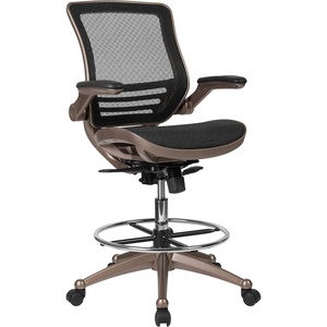 image:imageFlash Furniture Waylon MidBack Swivel Office Chair with Adjustable Foot Ring and Seat Height Ergonomic Mesh Chair with Armrests BlackGoldGold