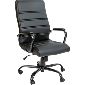 image:imageFlash Furniture Whitney HighBack Swivel LeatherSoft Desk Chair with Padded Seat and Armrests Adjustable Height Padded Office Chair WhiteChromeBlack LeathersoftBlack Frame