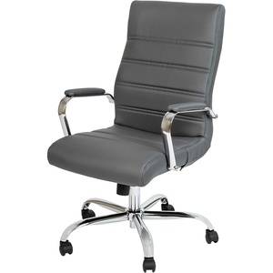 image:imageFlash Furniture Whitney HighBack Swivel LeatherSoft Desk Chair with Padded Seat and Armrests Adjustable Height Padded Office Chair WhiteChromeGray LeathersoftChrome Frame