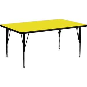 image:imageFlash Furniture Wren 30W x 72L Rectangular Grey HP Laminate Activity Table  Height Adjustable Short LegsYellow