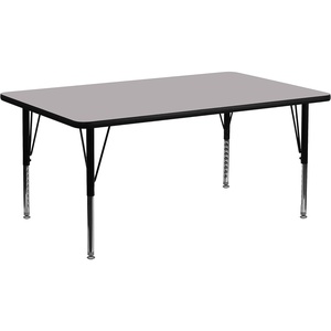 image:imageFlash Furniture Wren 30W x 72L Rectangular Grey Thermal Laminate Activity Table  Height Adjustable Short LegsGrey