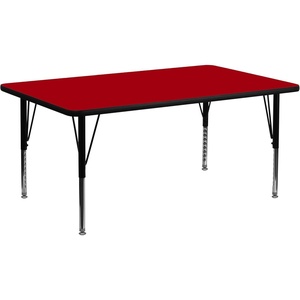 image:imageFlash Furniture Wren 30W x 72L Rectangular Grey Thermal Laminate Activity Table  Height Adjustable Short LegsRed