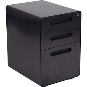 image:imageFlash Furniture Wren Ergonomic 3Drawer Mobile Locking Filing Cabinet with AntiTilt Mechanism and Hanging Drawer for Legal amp Letter Files WhiteBlack