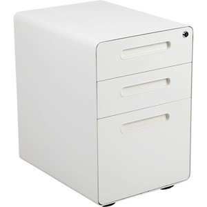 image:imageFlash Furniture Wren Ergonomic 3Drawer Mobile Locking Filing Cabinet with AntiTilt Mechanism and Hanging Drawer for Legal amp Letter Files WhiteWhite