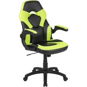 image:imageFlash Furniture X10 Gaming Chair Racing Office Ergonomic Computer PC Adjustable Swivel Chair with Flipup Arms CamouflageBlack LeatherSoftNeon Green