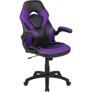 image:imageFlash Furniture X10 Gaming Chair Racing Office Ergonomic Computer PC Adjustable Swivel Chair with Flipup Arms CamouflageBlack LeatherSoftPurple