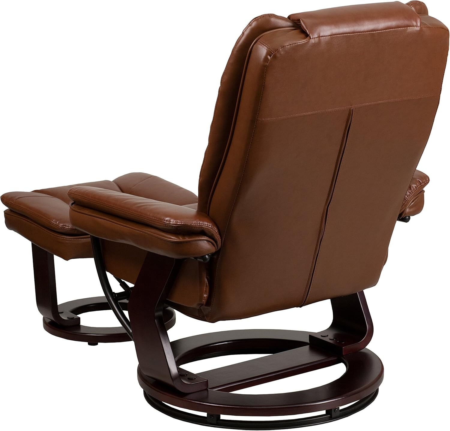 image:imageFlash Furniture Bali Contemporary MultiPosition LeatherSoft Recliner Chair with Ottoman 360Degree Swivel Recliner ChairOttoman Set BeigeBrown Vintage