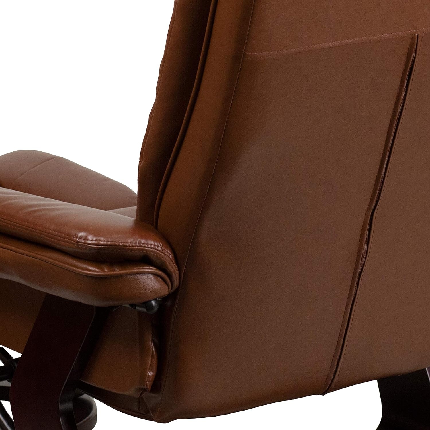 image:imageFlash Furniture Bali Contemporary MultiPosition LeatherSoft Recliner Chair with Ottoman 360Degree Swivel Recliner ChairOttoman Set BeigeBrown Vintage