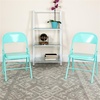 image:imageFlash Furniture 2 Pack HERCULES COLORBURST Series Tantalizing Teal Triple Braced amp Double Hinged Metal Folding Chair1
