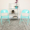 image:imageFlash Furniture 2 Pack HERCULES COLORBURST Series Tantalizing Teal Triple Braced amp Double Hinged Metal Folding Chair2