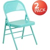 image:imageFlash Furniture 2 Pack HERCULES COLORBURST Series Tantalizing Teal Triple Braced amp Double Hinged Metal Folding Chair2