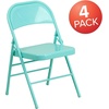 image:imageFlash Furniture 2 Pack HERCULES COLORBURST Series Tantalizing Teal Triple Braced amp Double Hinged Metal Folding Chair4