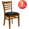 image:imageFlash Furniture 2 Pack HERCULES Series Ladder Back Cherry Wood Restaurant Chair  Burgundy Vinyl SeatBlack Vinyl SeatCherry Wood Frame