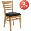 image:imageFlash Furniture 2 Pack HERCULES Series Ladder Back Cherry Wood Restaurant Chair  Burgundy Vinyl SeatBlack Vinyl SeatNatural Wood Frame