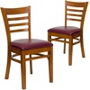 image:imageFlash Furniture 2 Pack HERCULES Series Ladder Back Cherry Wood Restaurant Chair  Burgundy Vinyl SeatBurgundy Vinyl SeatCherry Wood Frame
