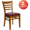 image:imageFlash Furniture 2 Pack HERCULES Series Ladder Back Cherry Wood Restaurant Chair  Burgundy Vinyl SeatBurgundy Vinyl SeatCherry Wood Frame