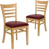 image:imageFlash Furniture 2 Pack HERCULES Series Ladder Back Cherry Wood Restaurant Chair  Burgundy Vinyl SeatBurgundy Vinyl SeatNatural Wood Frame