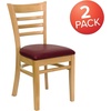 image:imageFlash Furniture 2 Pack HERCULES Series Ladder Back Cherry Wood Restaurant Chair  Burgundy Vinyl SeatBurgundy Vinyl SeatNatural Wood Frame