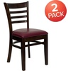 image:imageFlash Furniture 2 Pack HERCULES Series Ladder Back Cherry Wood Restaurant Chair  Burgundy Vinyl SeatBurgundy Vinyl SeatWalnut Wood Frame
