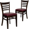 image:imageFlash Furniture 2 Pack HERCULES Series Ladder Back Cherry Wood Restaurant Chair  Burgundy Vinyl SeatBurgundy Vinyl SeatWalnut Wood Frame