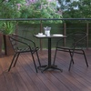 image:imageFlash Furniture 235 Square Aluminum IndoorOutdoor Table Set with 2 Slat Back ChairsBlack