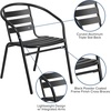 image:imageFlash Furniture 235 Square Aluminum IndoorOutdoor Table Set with 2 Slat Back ChairsBlack