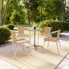 image:imageFlash Furniture 235 Square Aluminum IndoorOutdoor Table Set with 4 Dark Brown Rattan ChairsBeige