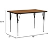 image:imageFlash Furniture 24W x 48L Rectangular Grey Thermal Laminate Activity Table  Standard Height Adjustable LegsOak